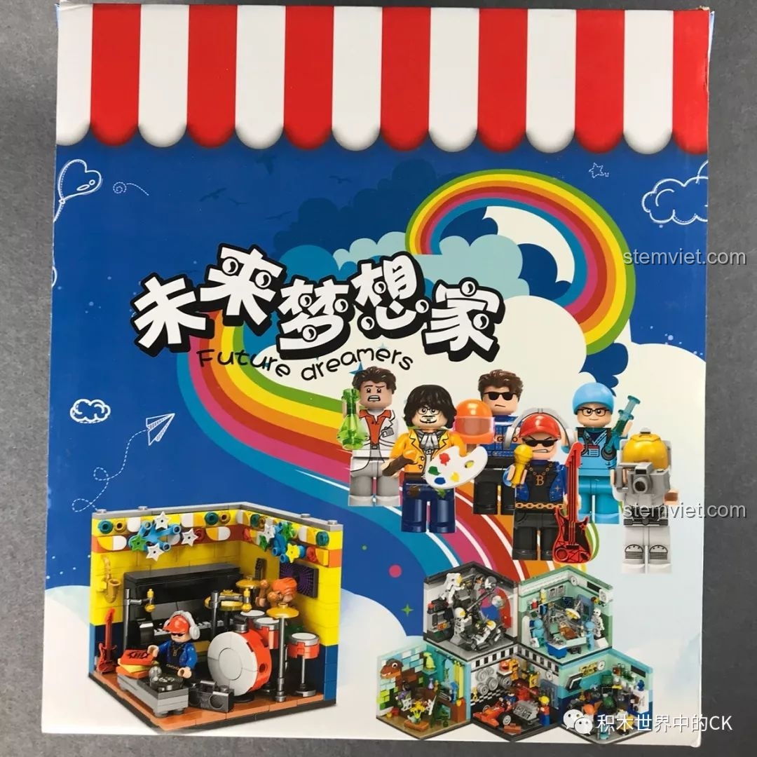 Mặt trước hộp lớn của bộ lắp ráp XINGBAO XB-01402 Bộ Sưu Tập Ước Mơ Tương Lai với hình ảnh các minifigure nghề nghiệp.