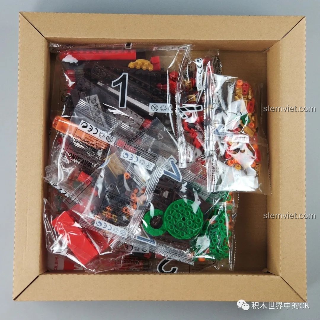 Các túi mảnh ghép ZHEGAO QL0987 được đóng gói cẩn thận, chuẩn bị cho việc lắp ráp.