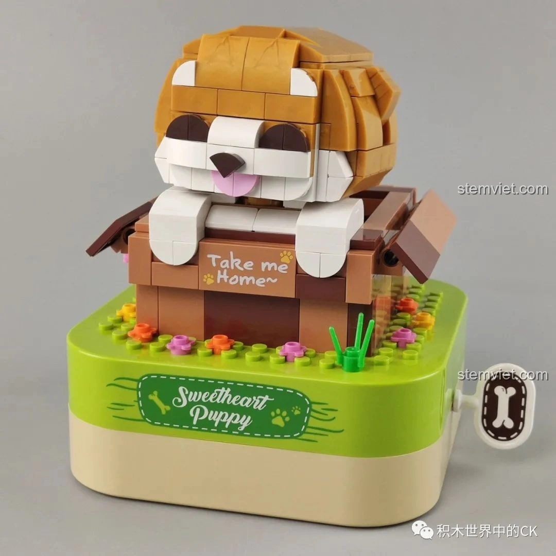 Mô hình hộp nhạc chú chó con Sweetheart Puppy JAKI đã hoàn thành, đồ chơi lắp ráp cho bé gái