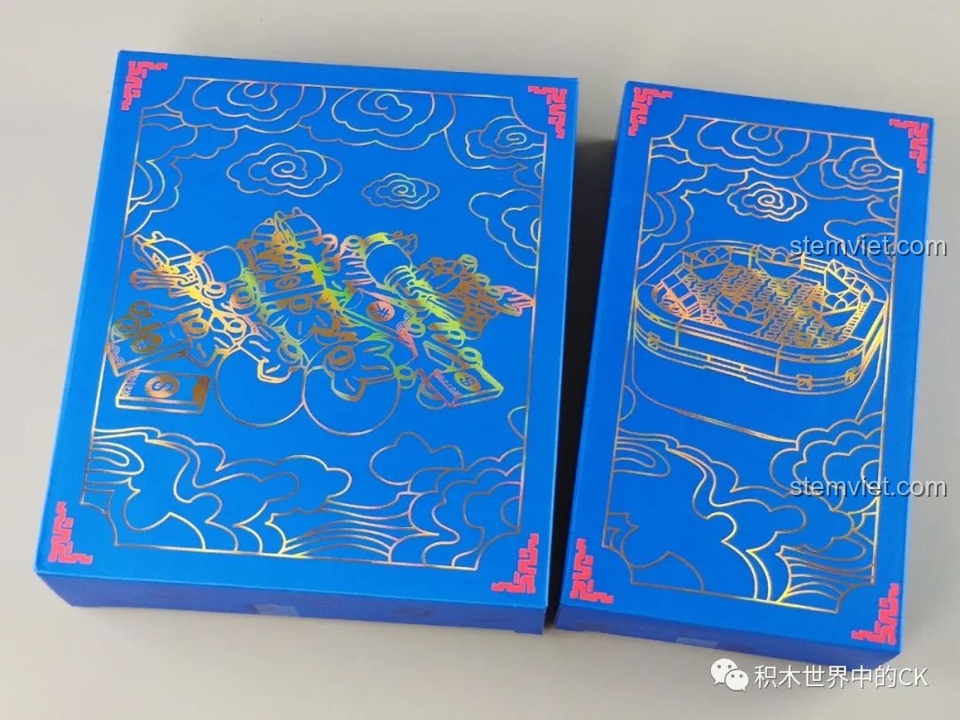 Các hộp nhỏ bên trong bộ lắp ghép SEMBO 601145 Hộp nhạc Tết, thiết kế đẹp mắt. Trải nghiệm SEMBO 601145 Cây quất may mắn.