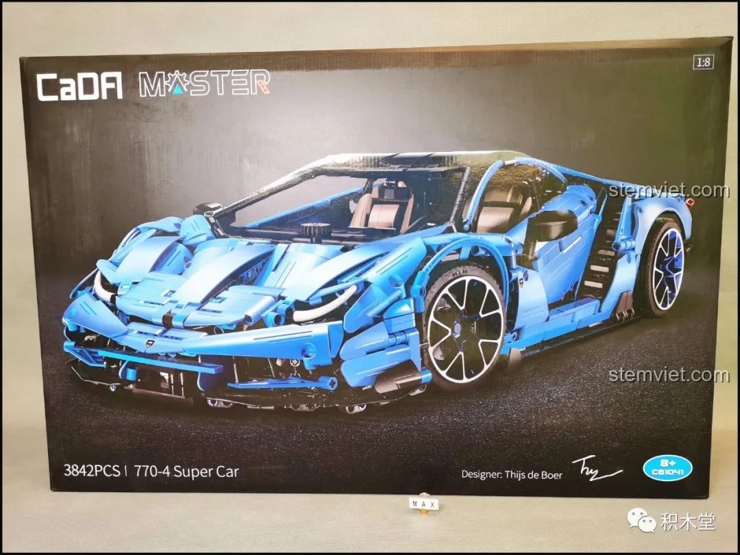 Mặt trước hộp bộ lắp ráp CaDA C61041 Siêu xe Centenario, hiển thị hình ảnh sản phẩm và logo CaDA Master.