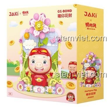 Hộp sản phẩm JAKI JK6805 猪猪侠 猪你花财 bộ lắp ghép trang trí sáng tạo cho bé gái
