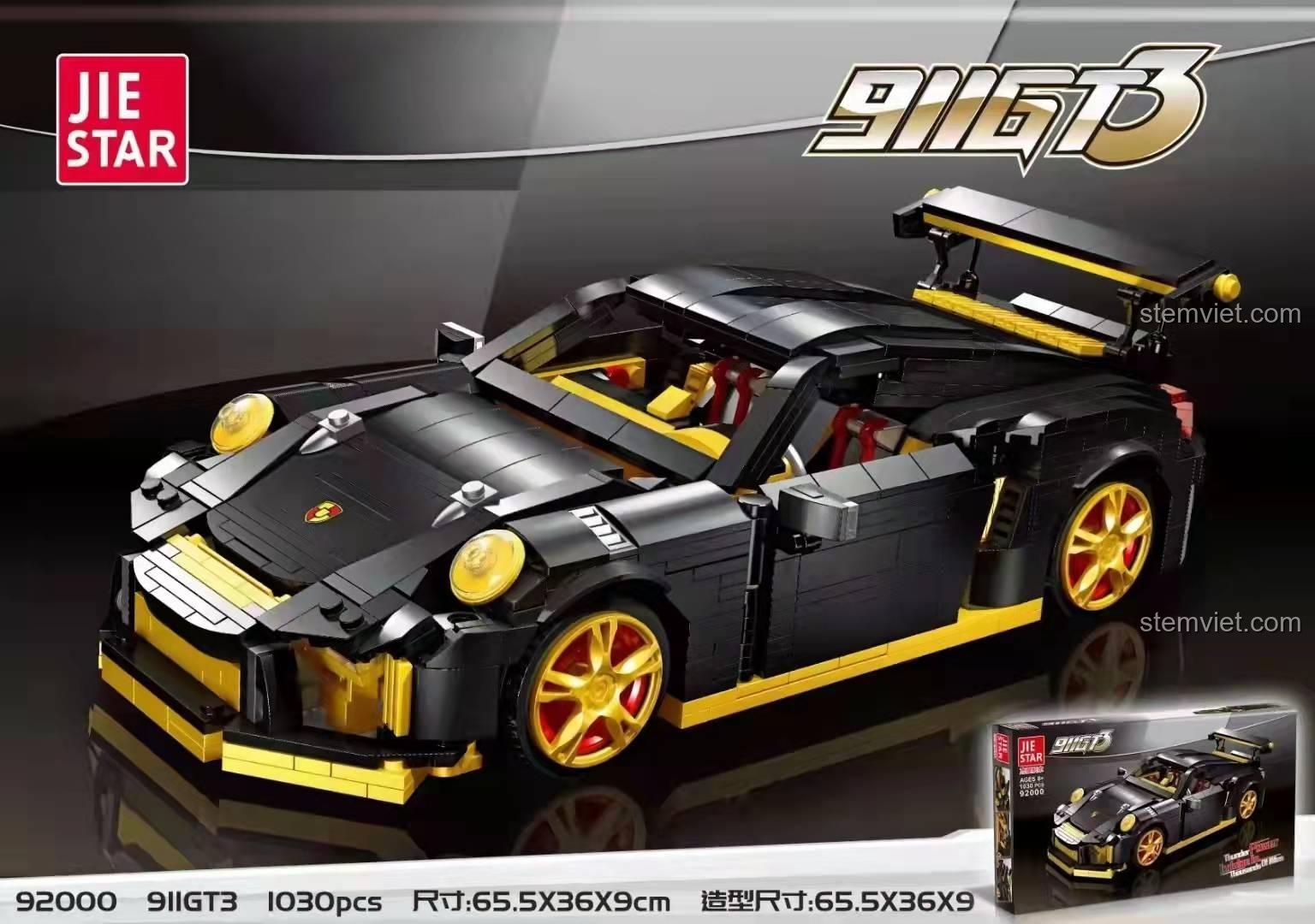 Hộp đồ chơi mô hình JIESTAR 92000 lắp ráp xe đua Porsche 911 GT3 với 1030 chi tiết, quà tặng cho bé trai.
