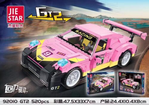 Hộp sản phẩm JIESTAR 92010 Siêu xe GT2 bộ lắp ghép màu hồng cho bé trai 6 tuổi