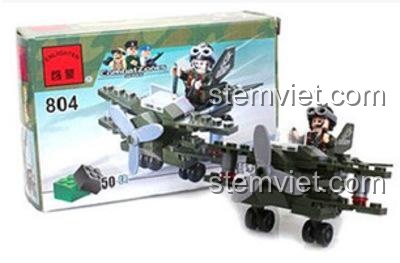 Hộp sản phẩm bộ đồ chơi lắp ghép máy bay trinh sát quân sự màu xanh lá