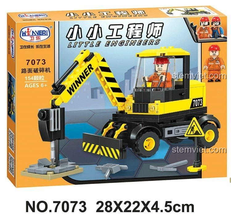 Hộp sản phẩm bộ đồ chơi Winner 7073 Máy Phá Đá Đường Bộ