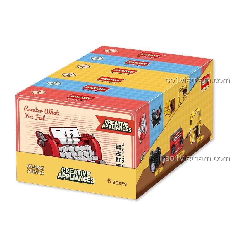 Hộp bộ đồ chơi lắp ghép mô hình máy đánh chữ HSANHE 30005, đồ chơi giáo dục cho bé 6 tuổi