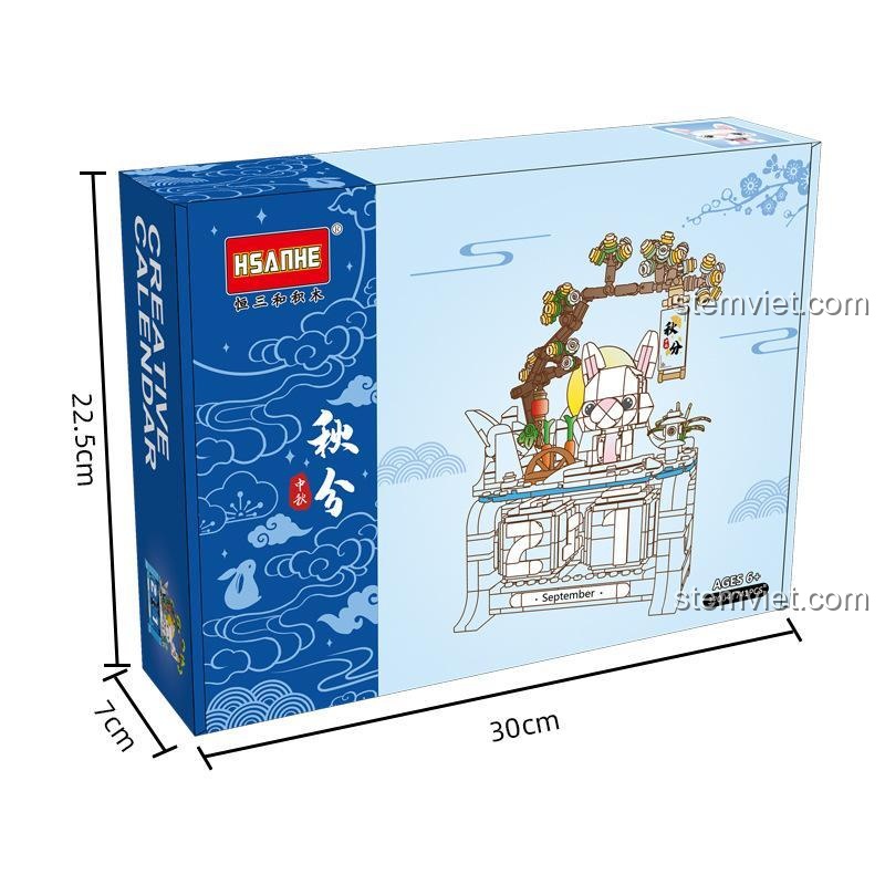 hộp bộ xếp hình Cây Quế, set đồ chơi Lịch để bàn Trung Thu, HSANHE 32004, giá tốt