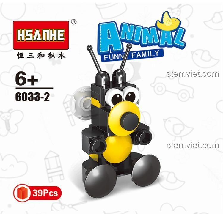 Hộp sản phẩm HSANHE 6033-2 lắp ráp mô hình ong, 39 mảnh, cho bé 6+.