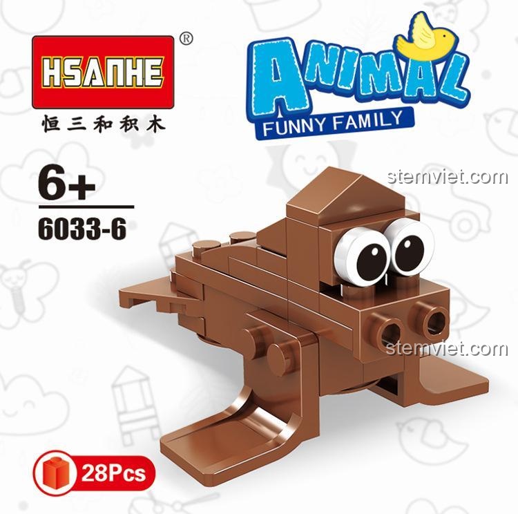 Hộp sản phẩm HSANHE 6033-6 lắp ráp mô hình hải cẩu, 28 mảnh, cho bé 6+.