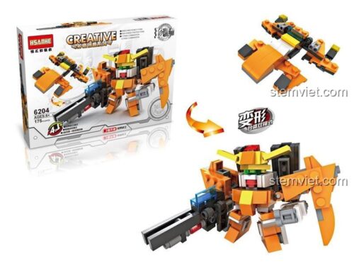 HSANHE 6204 Bộ đồ chơi Robot Biến Hình Sáng tạo Đa dạng, 175 mảnh, 4 mẫu lắp, phù hợp cho bé trai 6 tuổi