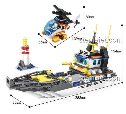 HSANHE 6855 Tàu Khảo Sát Biển Bộ Đồ Chơi Lắp Ghép Tương Thích LEGO® Cho Bé Trai 6 Tuổi