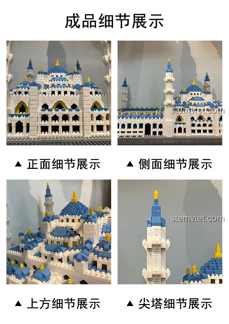 Các góc chụp chi tiết của bộ lắp ghép Mô hình Nhà thờ Thánh Paul 8650, cho thấy sự tinh xảo của các tháp và mái vòm.
