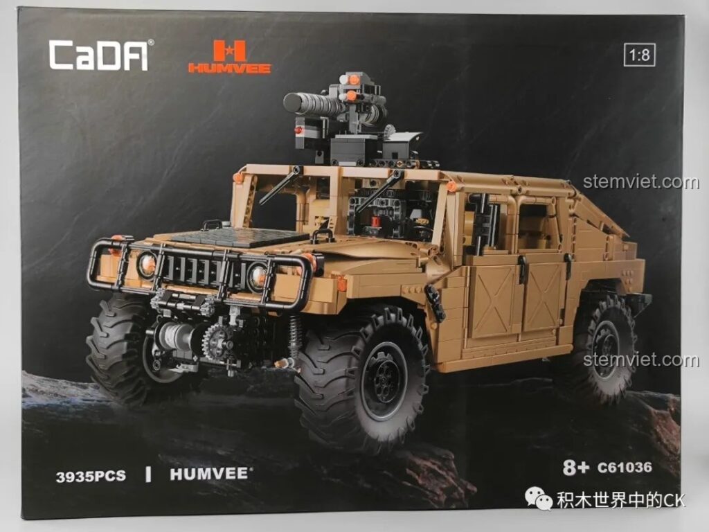 Hộp đồ chơi lắp ráp xe Humvee H1 quân sự tỉ lệ 1:8 của CaDA