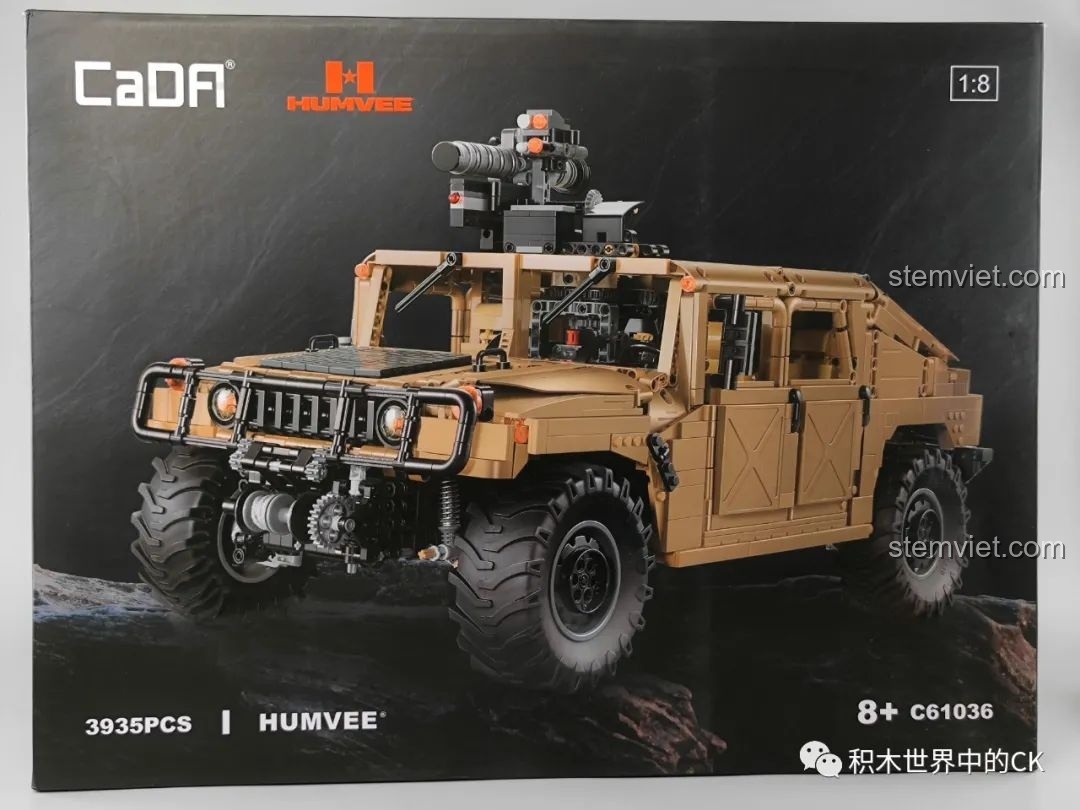 Hộp đồ chơi lắp ráp xe Humvee H1 quân sự tỉ lệ 1:8 của CaDA