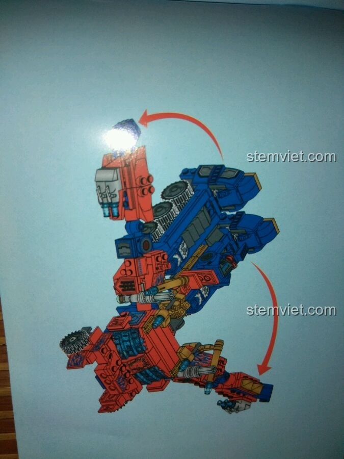 Hướng dẫn bước 3 quá trình biến hình của đồ chơi lắp ráp Robot Biến Hình Optimus Prime SY951 tiết kiệm.