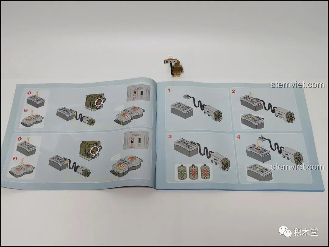 Hướng dẫn trong sách của CaDA chỉ cách kiểm tra bộ động cơ Pro Power System trước khi lắp vào mô hình Humvee.