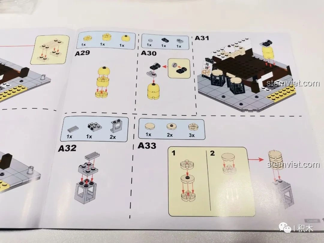 Một trang hướng dẫn lắp ráp CaDA C66006 với các bước A29 đến A33