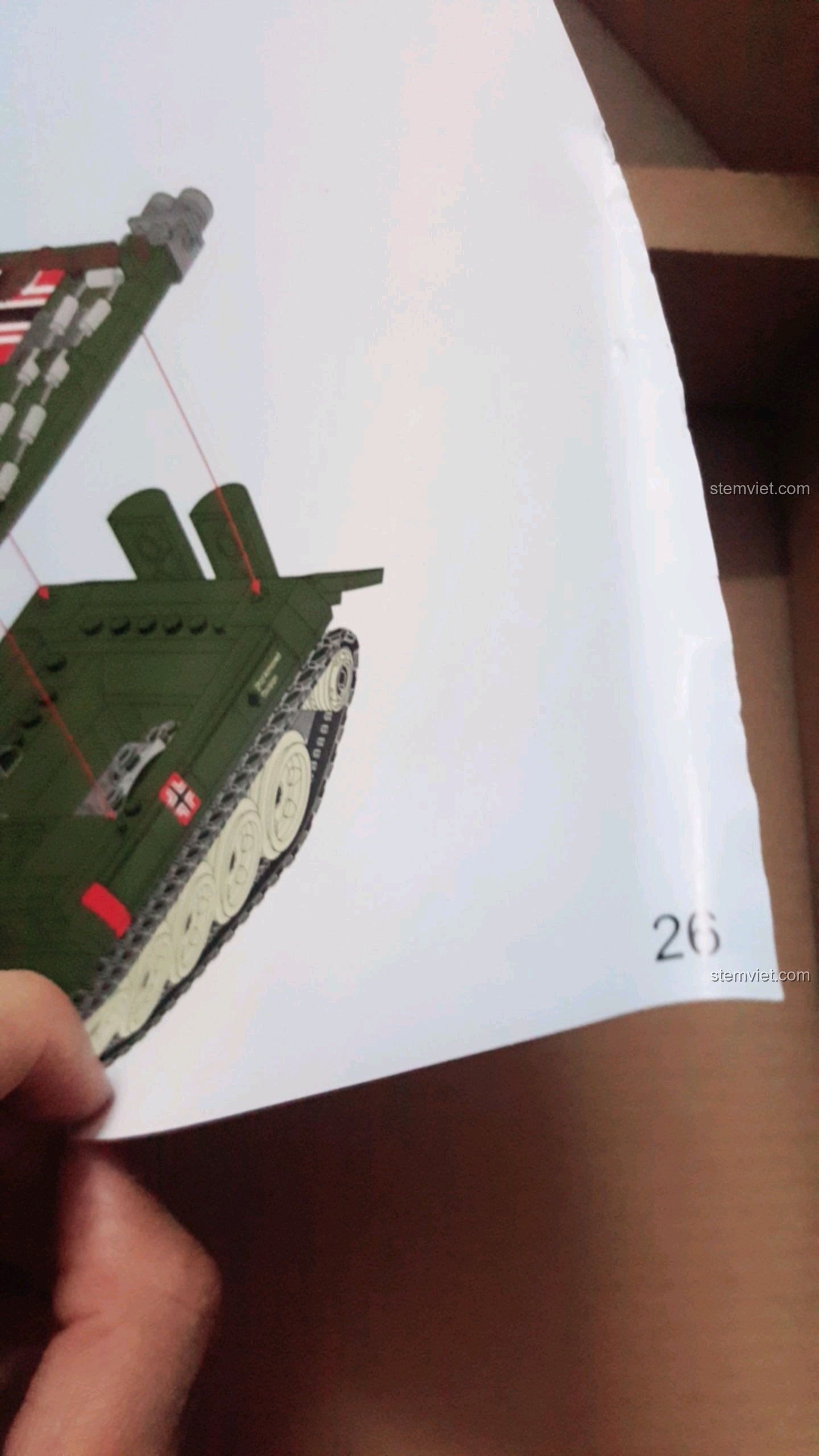 Trang cuối của cuốn hướng dẫn lắp ráp bộ đồ chơi Enlighten 1711 Xe Tăng Quân Sự, hiển thị số trang 26.
