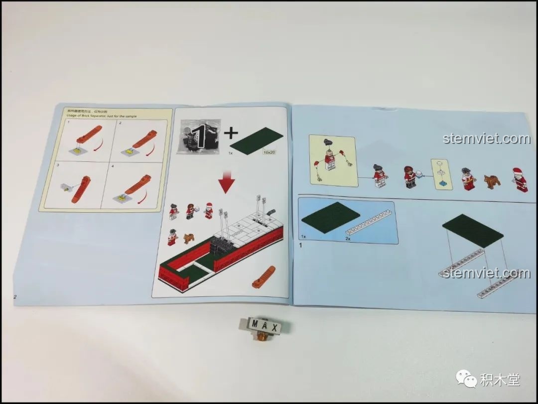 Trang hướng dẫn lắp ráp của Forange FC6003, minh họa cách sử dụng dụng cụ tháo gỡ mảnh ghép.