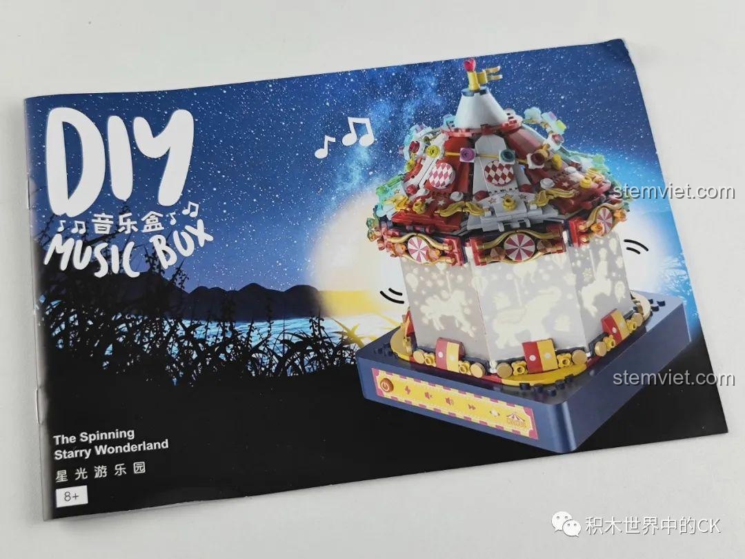 Sách hướng dẫn lắp ráp chi tiết cho Hộp nhạc thông minh Công viên giải trí ánh sao JAKI JK1366, giúp bé dễ dàng thực hiện. Đánh giá JAKI 1366 Vòng quay ngựa gỗ phát sáng.