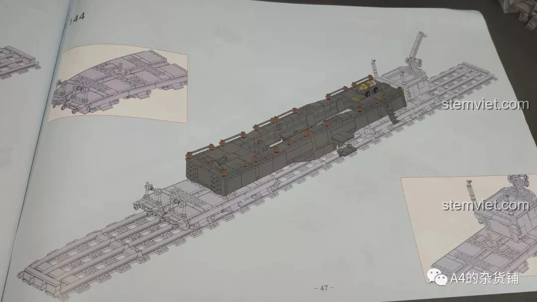 Trang hướng dẫn lắp ráp KAZI KY10005 Pháo Xe Lửa Dora 800mm Đức với hình ảnh lắp ráp phần thân chính của pháo.