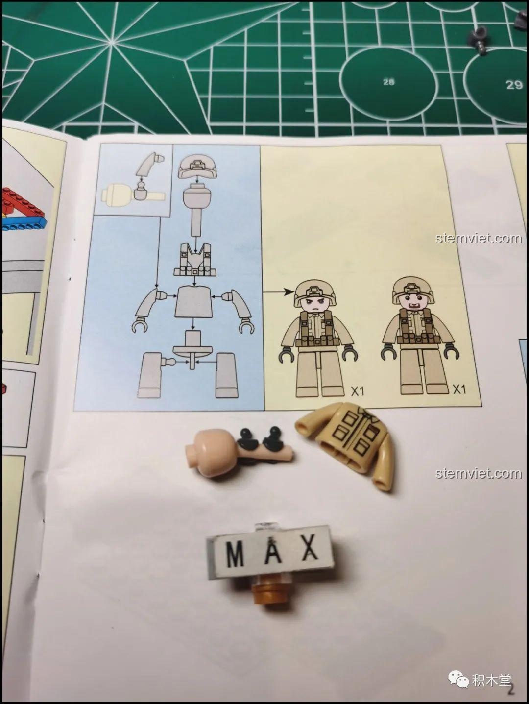 Hướng dẫn lắp ráp minifigure Lính lái xe và Lính xạ thủ trong bộ đồ chơi Sluban M38-B0837.