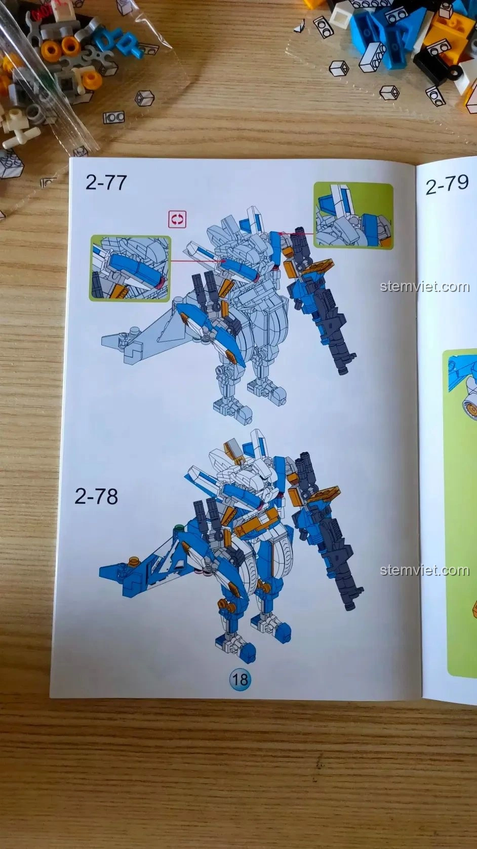 Hướng dẫn lắp ráp chi tiết mô hình robot chiến đấu của WOMA C0407, từng bước rõ ràng giúp bé dễ dàng hoàn thành.