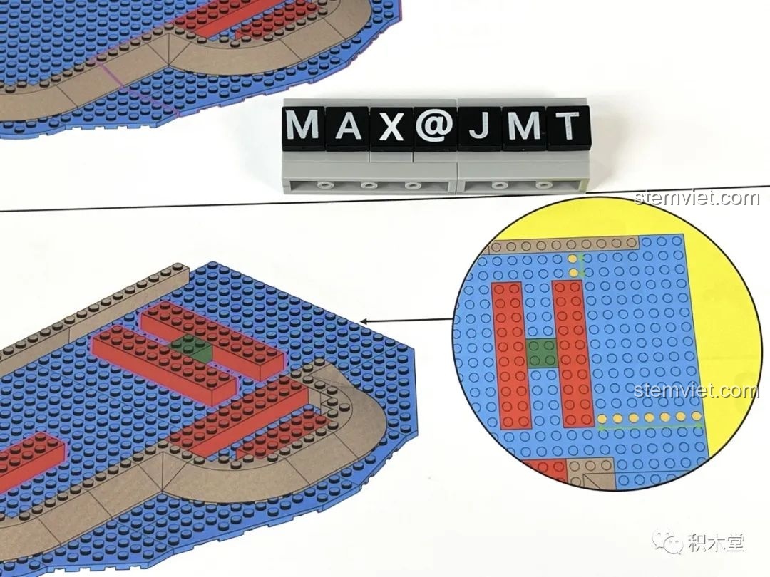 Chi tiết hướng dẫn được phóng to trong sách lắp ráp Pantasy 86401, giúp người chơi không bị nhầm lẫn.