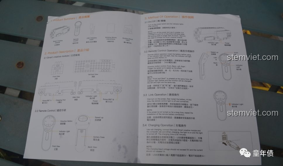 Trang hướng dẫn sử dụng chi tiết các nút chức năng trên tay cầm điều khiển từ xa của bộ đồ chơi 13020.