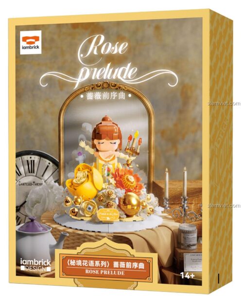 Hộp sản phẩm iambrick 30504 Mô hình hoa hồng bí ẩn, bộ lắp ghép công chúa Belle, đồ chơi xây dựng cho con gái, giá tiết kiệm