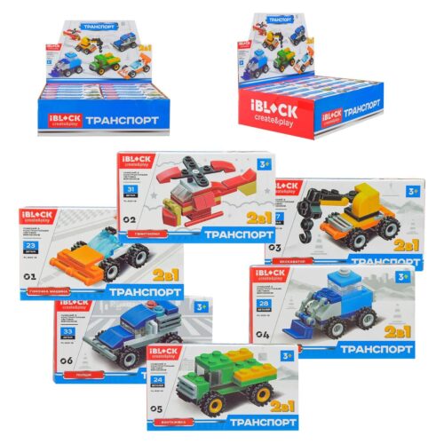 iBlock PL-920-19 Bộ Lắp Ghép Xe Cộ 2in1, Xe tải, Xe cảnh sát, Xe cẩu, Máy bay trực thăng, Xe địa hình, Xe công trình, Bộ lắp ghép, Đồ chơi giáo dục, 3+ tuổi, Con trai, Giá tốt