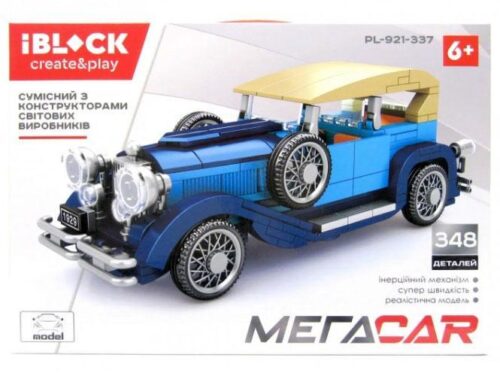 Mô hình xe hơi cổ điển Duesenberg Model J 1930 màu xanh dương và vàng, 348 chi tiết, tương thích LEGO®, phù hợp cho bé trai 6 tuổi, thương hiệu iBlock, mã PL-921-337, giá tốt