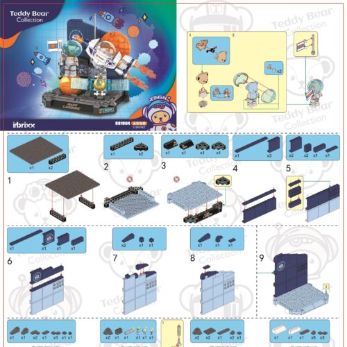 Sách Hướng Dẫn Lắp Ráp Teddy Bear Phi Hành Gia: Khám Phá Vũ Trụ idbrixx 881004 - sách lắp ghép idbrixx 1004 Mô Hình Phi Hành Gia Không Gian