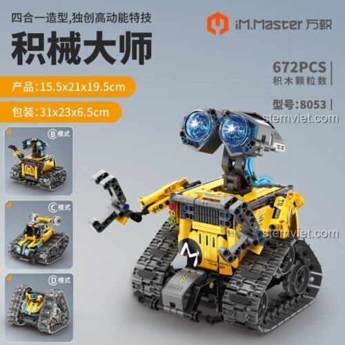 Mô hình Robot WALL-E IM.Master 8053 và 3 dạng biến hình khác, đồ chơi mô hình 4 trong 1 với 672 chi tiết.