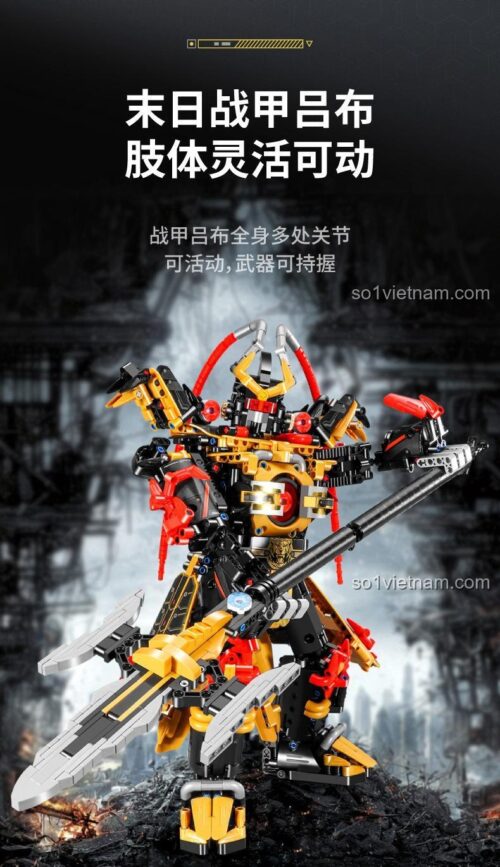 Chiến Giáp Lữ Bố IM.Master QIHUI 6820 với tư thế chiến đấu mạnh mẽ, khớp nối linh hoạt, đồ chơi lắp ráp 2088 chi tiết cho bé trai 8 tuổi, giá rẻ.