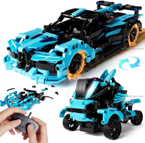 Đồ chơi mô hình QIHUI 8046 Siêu xe Bugatti Chiron có điều khiển từ xa, lắp được 2 kiểu, phát triển tư duy cho bé trai 8 tuổi, giá tiết kiệm.