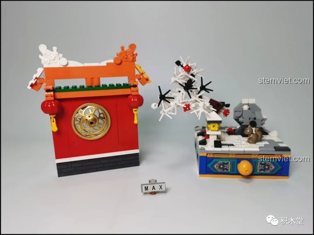 Chi tiết in ấn mặt bên của minifigure Cảnh Đông trong bộ lắp ghép Wekki 506005 Vườn Thượng Uyển Bốn Mùa: Cảnh Đông