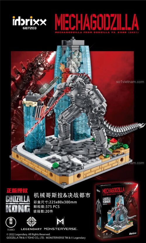 Hộp sản phẩm bộ lắp ghép Mechagodzilla inbrixx 687203, mô hình phim ảnh, 375 chi tiết, dành cho bé trai 14 tuổi, giá tốt