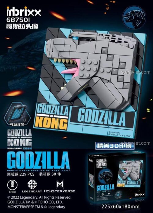 Hộp đồ chơi mô hình Vua Quái Vật Godzilla 687501 của inbrixx, quà tặng sáng tạo cho bé trai.