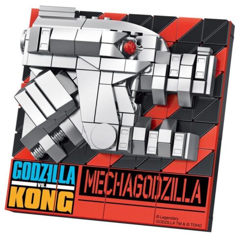 Bộ lắp ghép tranh phù điêu đầu Mechagodzilla inbrixx 687503 cho con trai 6 tuổi, mô hình quái vật titan thép giá rẻ.