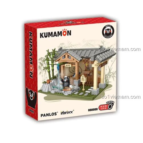 Hộp sản phẩm bộ lắp ghép inbrixx 880009 Nhà Tắm Onsen Kumamon, đồ chơi mô hình cho bé gái 8 tuổi, chất lượng cao