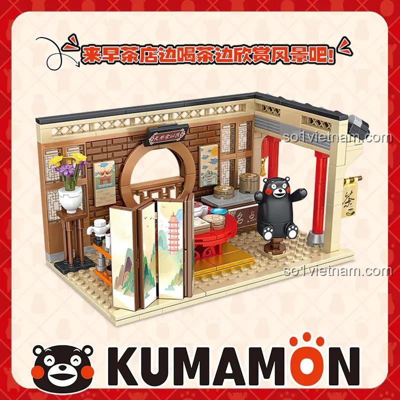 Đồ chơi lắp ghép Quán Trà Sáng Kumamon Inbrixx, mô hình kiến trúc Nhật Bản, chi tiết tinh xảo, rèn luyện tư duy cho bé 6 tuổi.