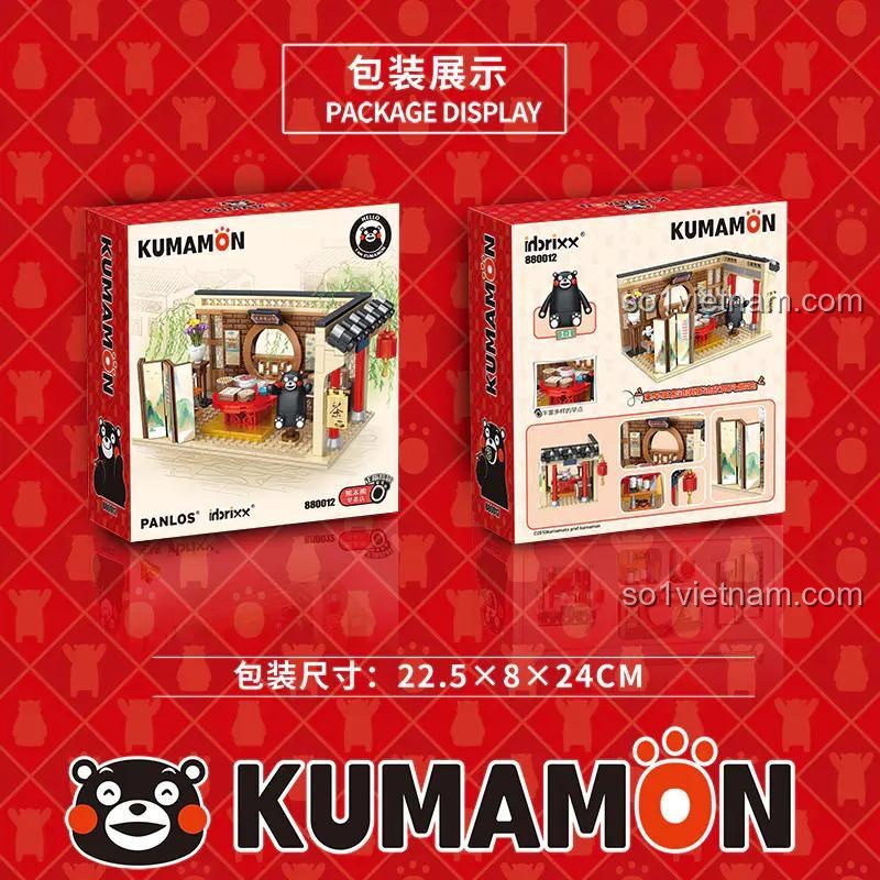Mô hình Quán Trà Sáng Kumamon Inbrixx 880012 với kích thước chi tiết 30x13x10.5cm, đồ chơi xây dựng giá tốt cho bé 6 tuổi.