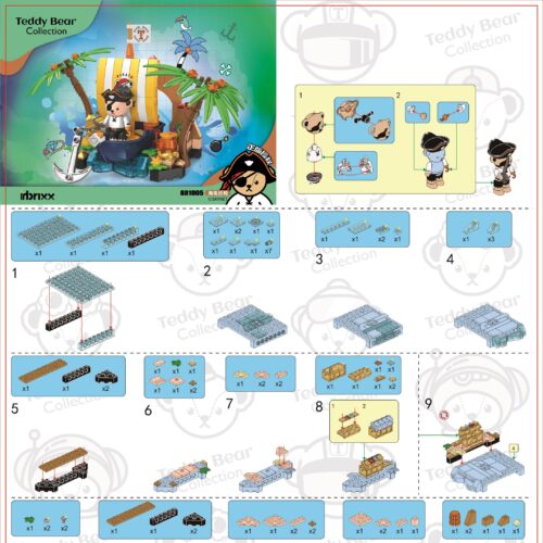 Sách Hướng Dẫn Lắp Ráp Gấu Teddy Phiêu Lưu Đảo Hải Tặc inbrixx 881005 sách hướng dẫn inbrixx 1005 Hải tặc
