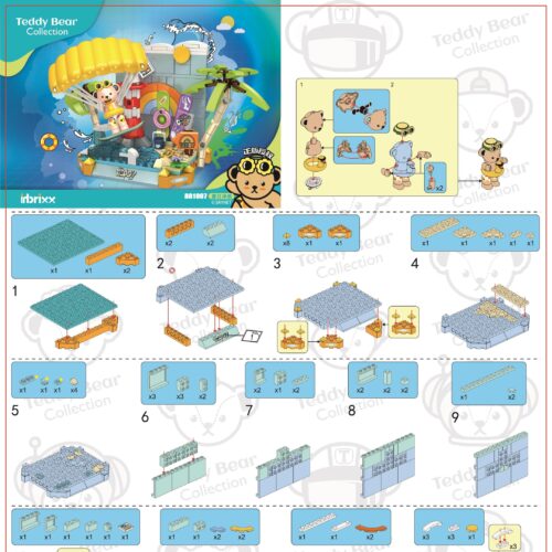 Sách Hướng Dẫn Lắp Ráp inbrixx 881007 Gấu Teddy Lướt Sóng Mùa Hè, Gấu Teddy Lướt Sóng, Mô hình Gấu Teddy, Gấu Teddy đi biển, Gấu Teddy mùa hè, sách inbrixx inbrixx881007 Gấu Teddy đi biển, sách inbrixx 881007 Gấu Teddy Lướt Sóng