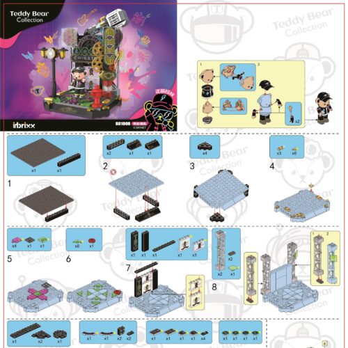 Gấu Teddy Phong Cách Hồng Kông Hoài Cổ Inbrixx 881008 Sách Hướng Dẫn Lắp Ghép