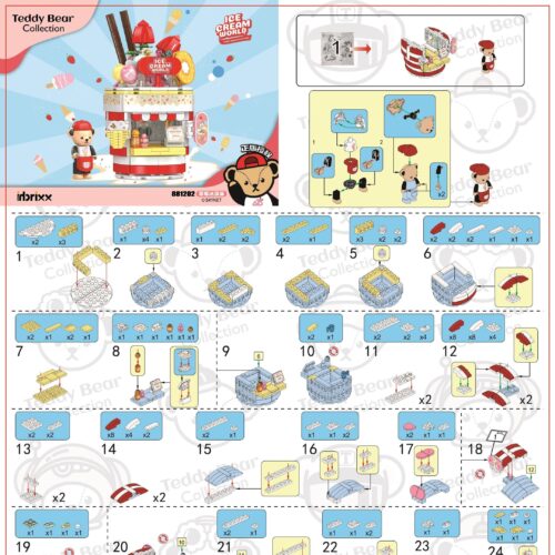 Cửa Hàng Kem Dâu Gấu Teddy inbrixx 881202 hướng dẫn lắp ráp inbrixx 881202 Gấu Teddy bán kem dâu