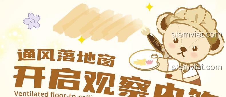 Chi tiết cửa sổ thông gió của đồ chơi sáng tạo Góc nghệ thuật của Gấu Teddy.
