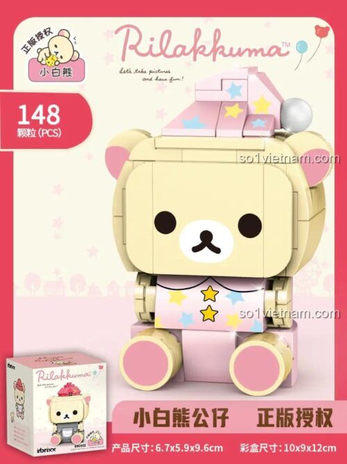 Mô hình Gấu Trắng Korilakkuma đáng yêu inbrixx 890005, bộ lắp ghép 148 mảnh cho bé gái 6 tuổi, giá rẻ.